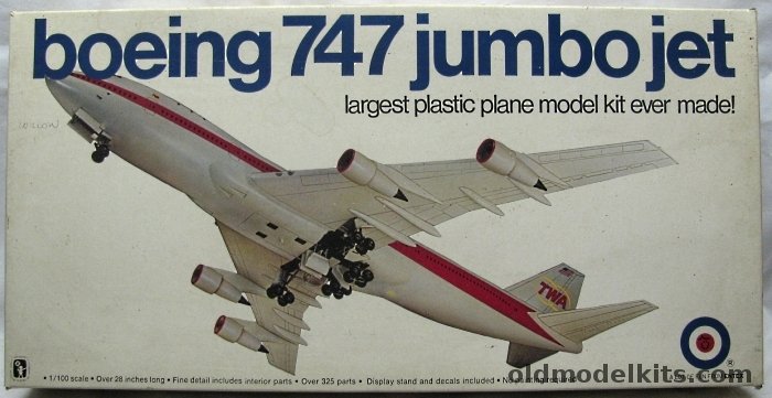 Entex 1/100 Boeing 747 Jumbo Jet - TWA, 8453 plastic model kit